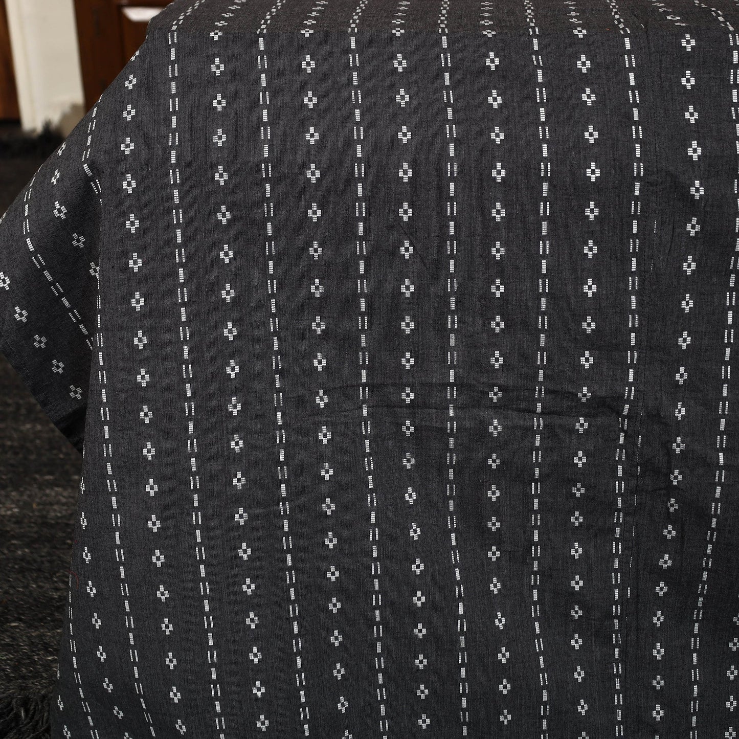 Black - jacquard patchwork cotton double bed cover