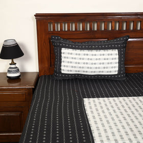 Black - jacquard patchwork cotton double bed cover
