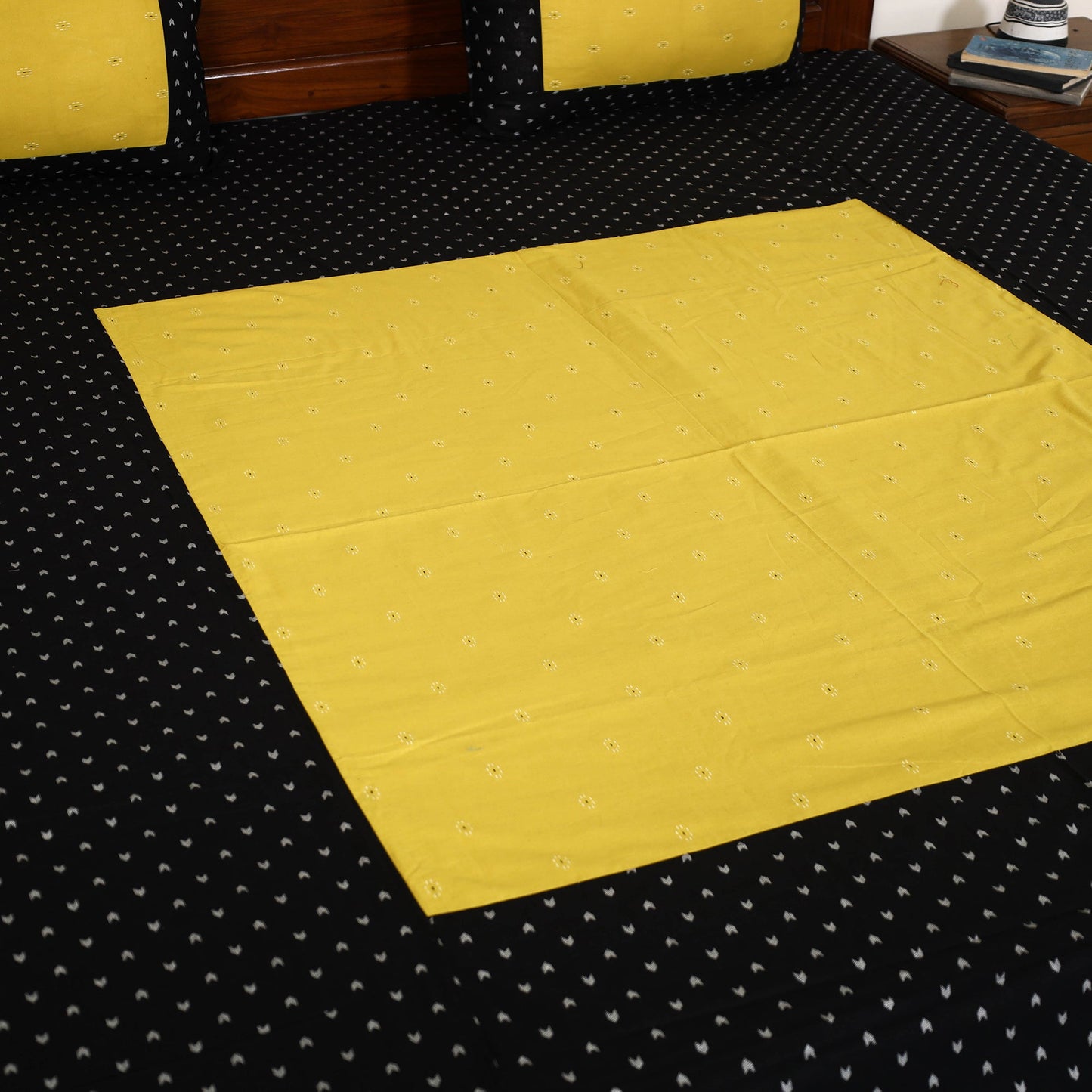 Black - jacquard patchwork cotton double bed cover