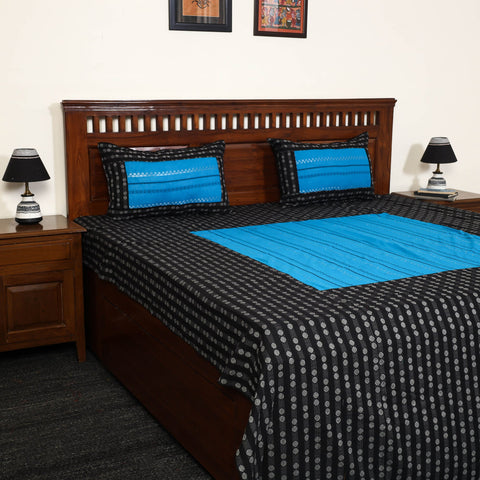 Black - jacquard patchwork cotton double bed cover