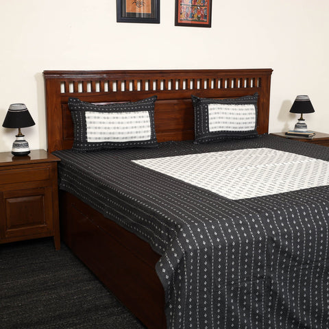 Black - jacquard patchwork cotton double bed cover