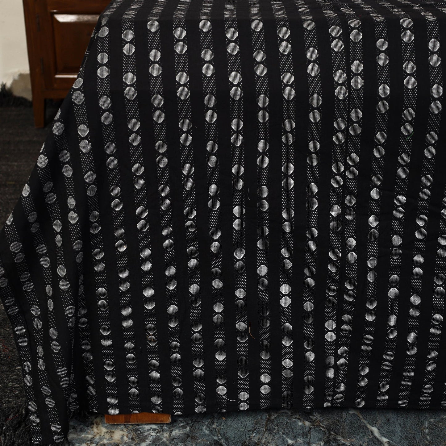 Black - jacquard patchwork cotton double bed cover