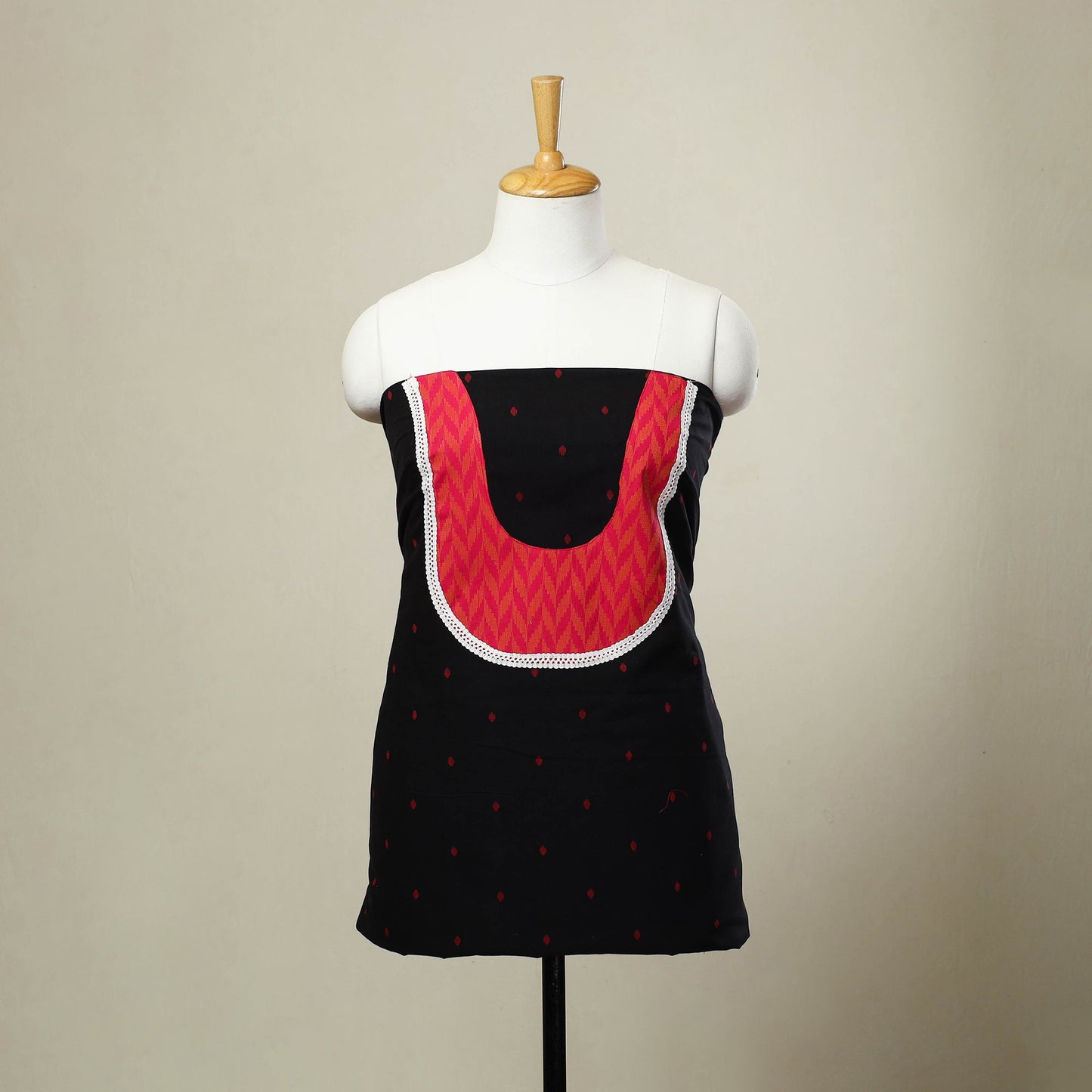 Buy Black Jacquard Patchwork Cotton Kurta Material