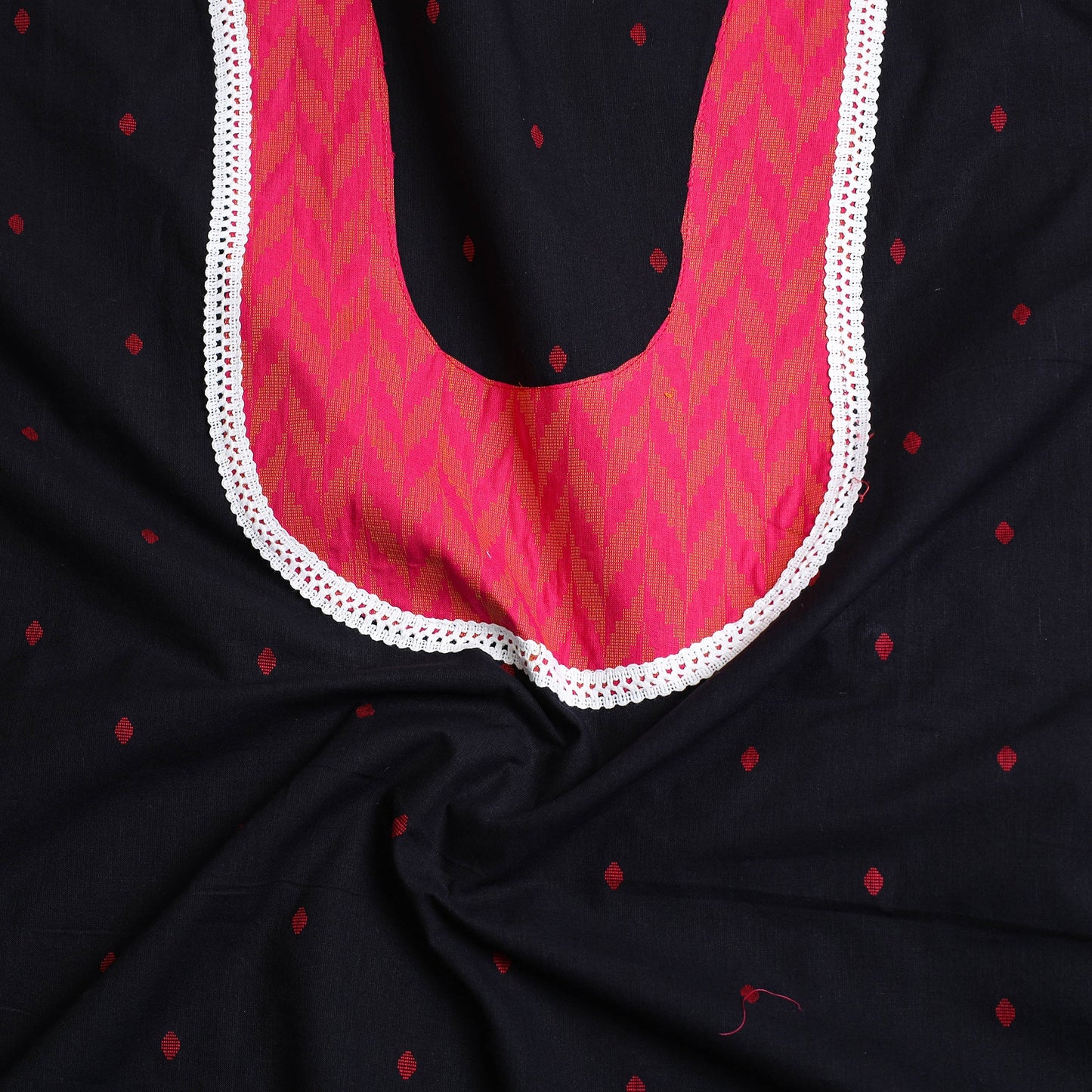 Buy Black Jacquard Patchwork Cotton Kurta Material