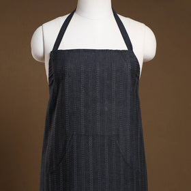 Black Jacquard Weave Cotton Apron with Pocket