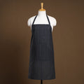 Black Jacquard Weave Cotton Apron with Pocket