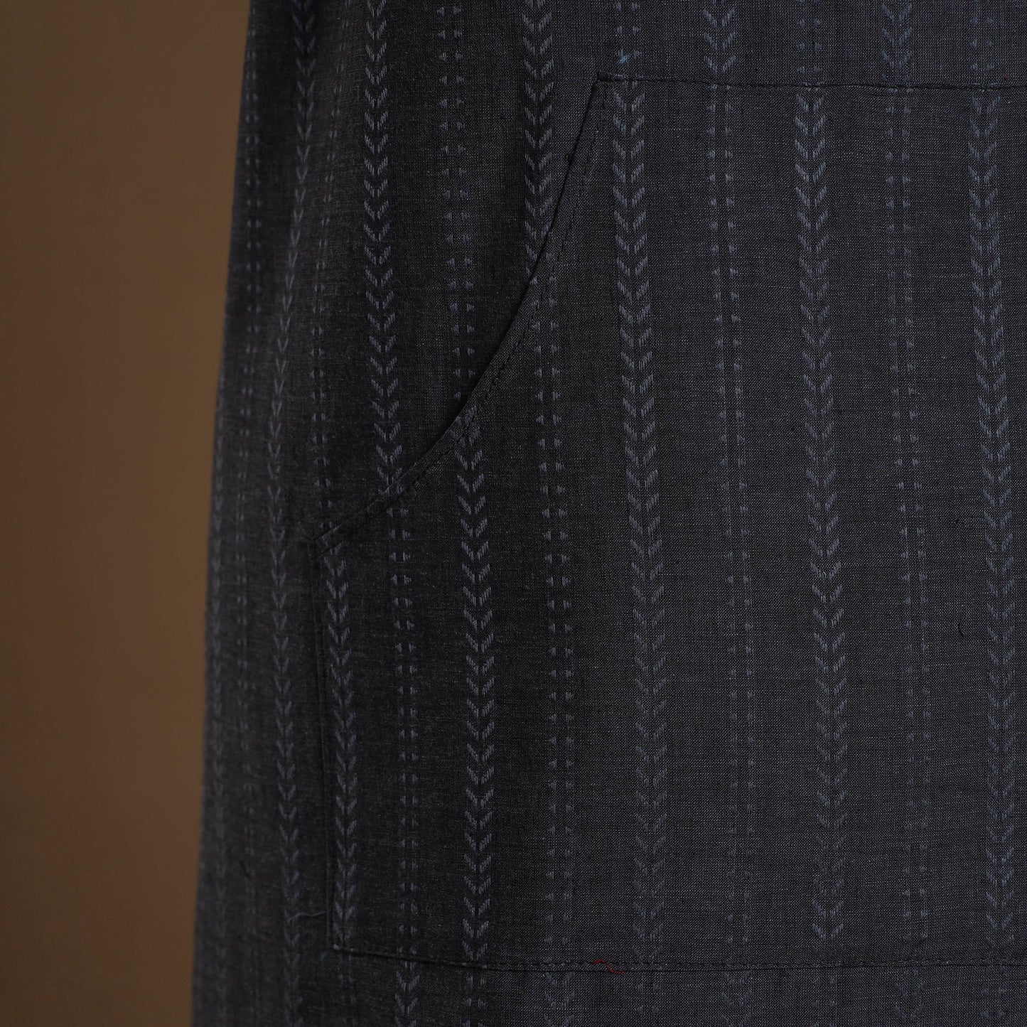 Black Jacquard Weave Cotton Apron with Pocket