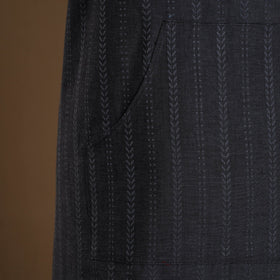 Black Jacquard Weave Cotton Apron with Pocket