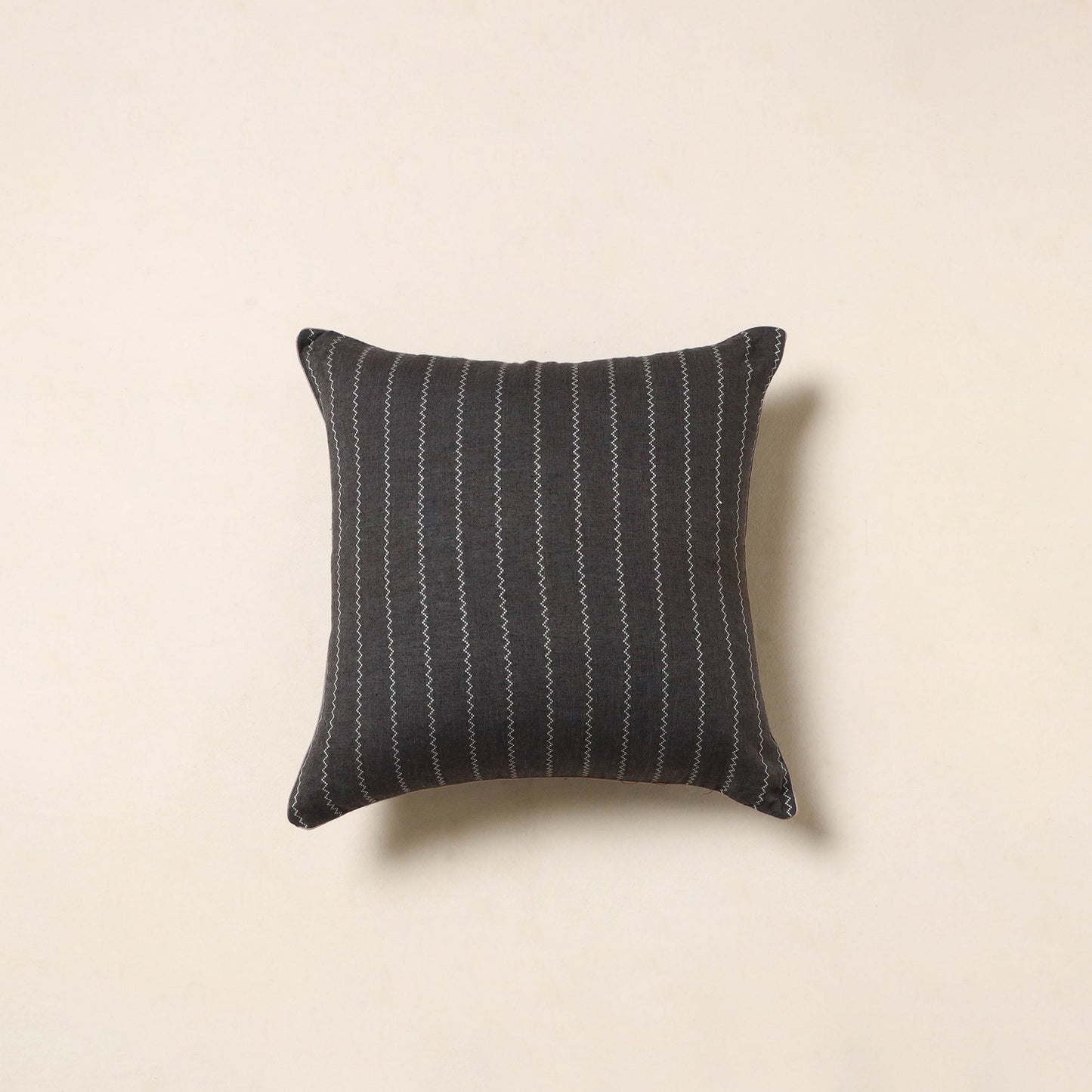 Black - jacquard weave cotton cushion cover 04 - handcrafted