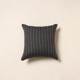 Black - jacquard weave cotton cushion cover 04 - handcrafted