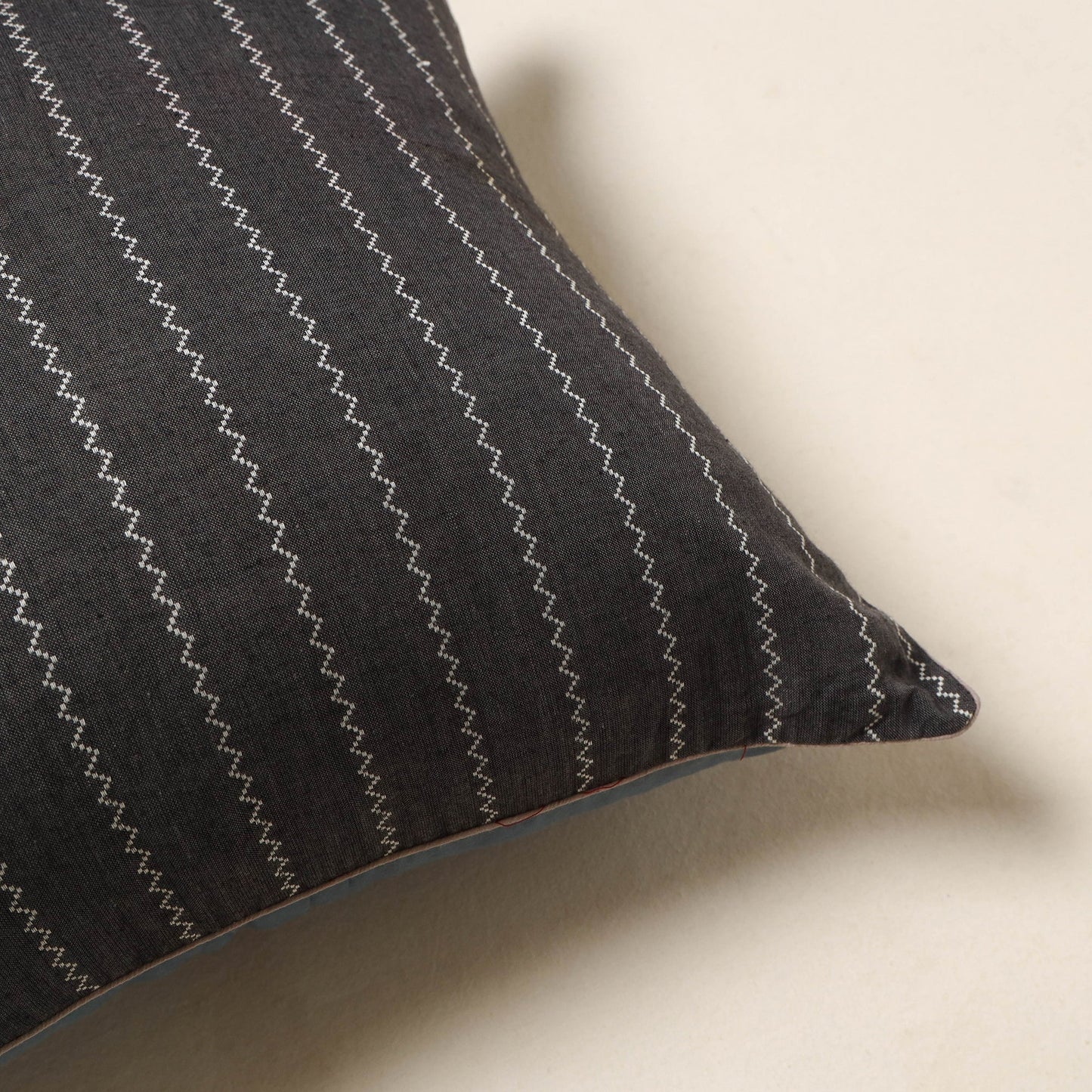 Black - jacquard weave cotton cushion cover 04 - handcrafted