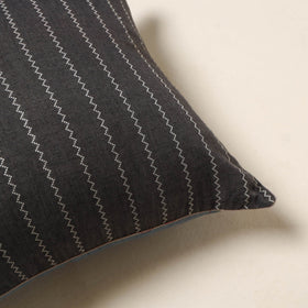 Black - jacquard weave cotton cushion cover 04 - handcrafted