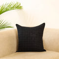 Black - jacquard weave cotton cushion cover 06 - handcrafted