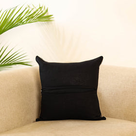 Black - jacquard weave cotton cushion cover 06 - handcrafted