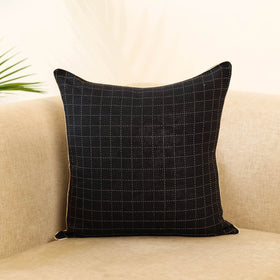 Black - jacquard weave cotton cushion cover 06 - handcrafted