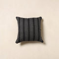 Black - jacquard weave cotton cushion cover 07 - handcrafted