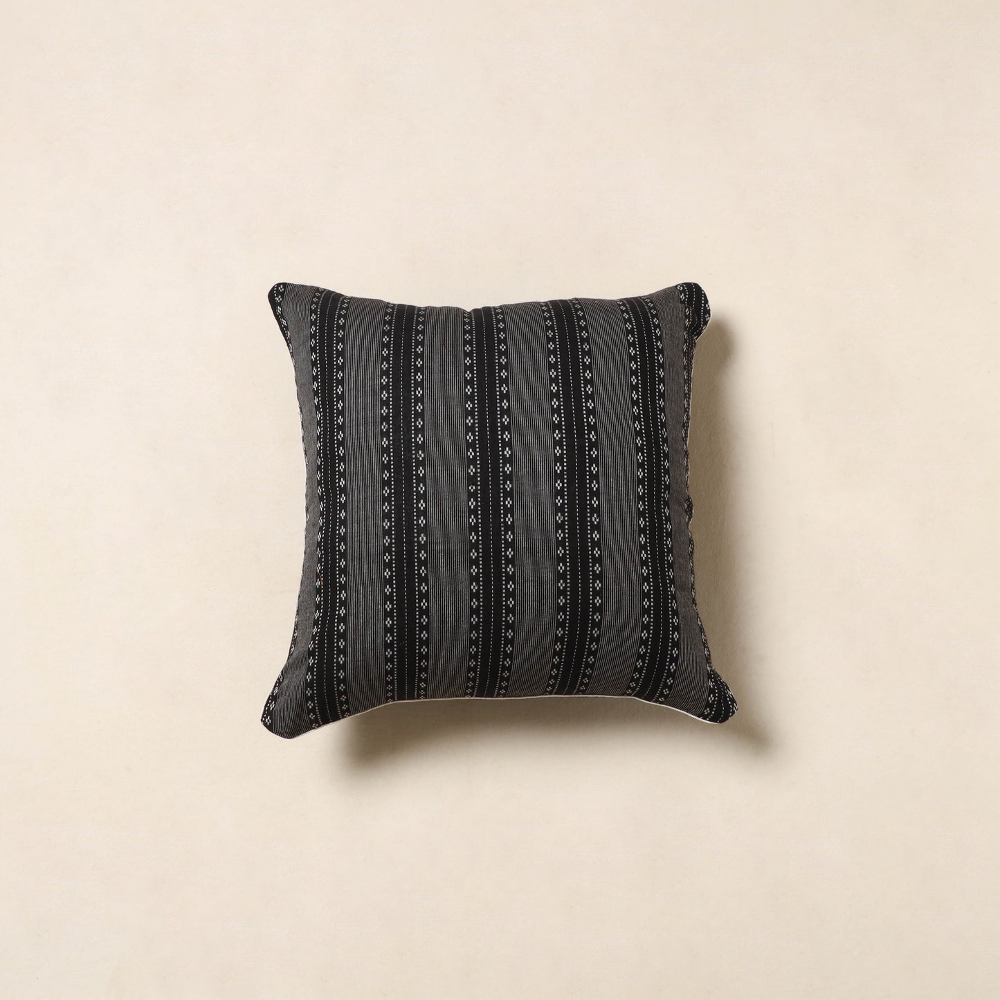 Black - jacquard weave cotton cushion cover 07 - handcrafted