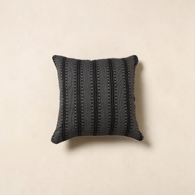 Black - jacquard weave cotton cushion cover 07 - handcrafted