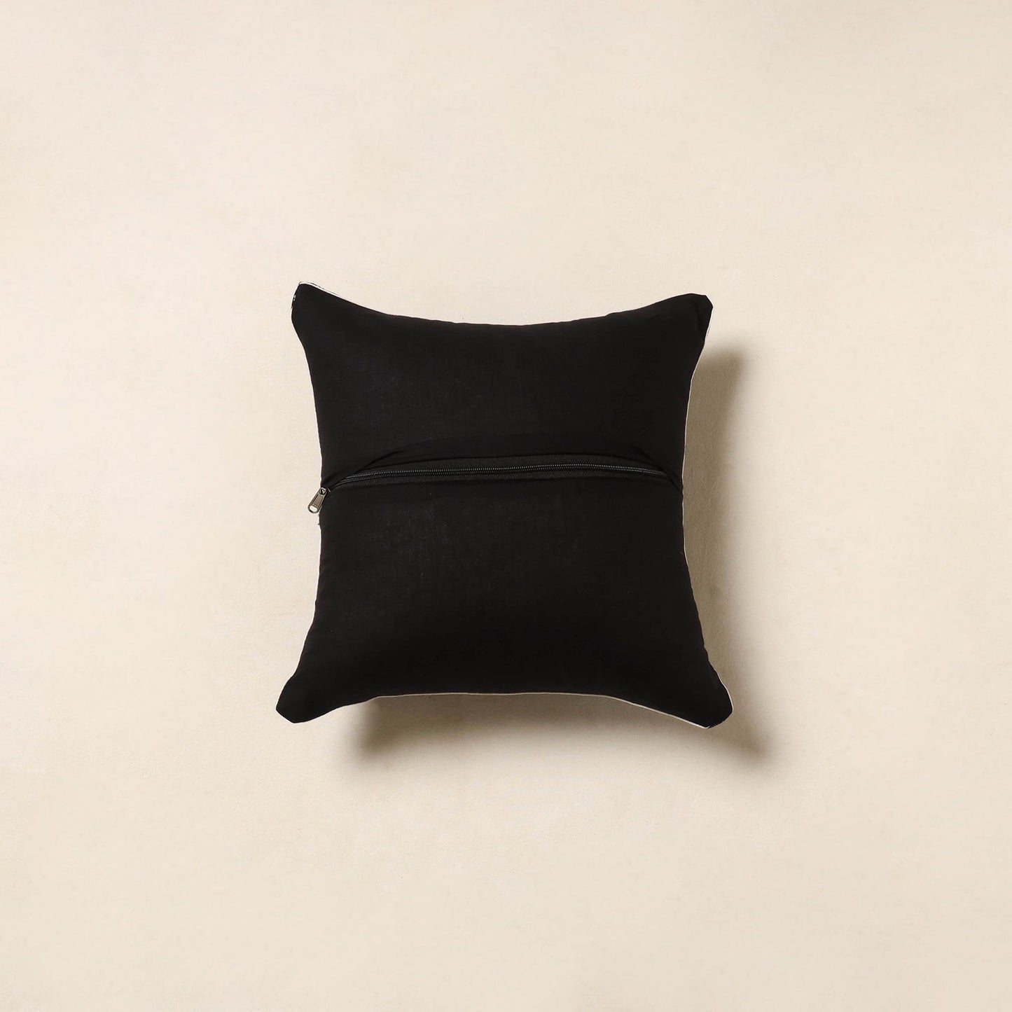 Black - jacquard weave cotton cushion cover 07 - handcrafted