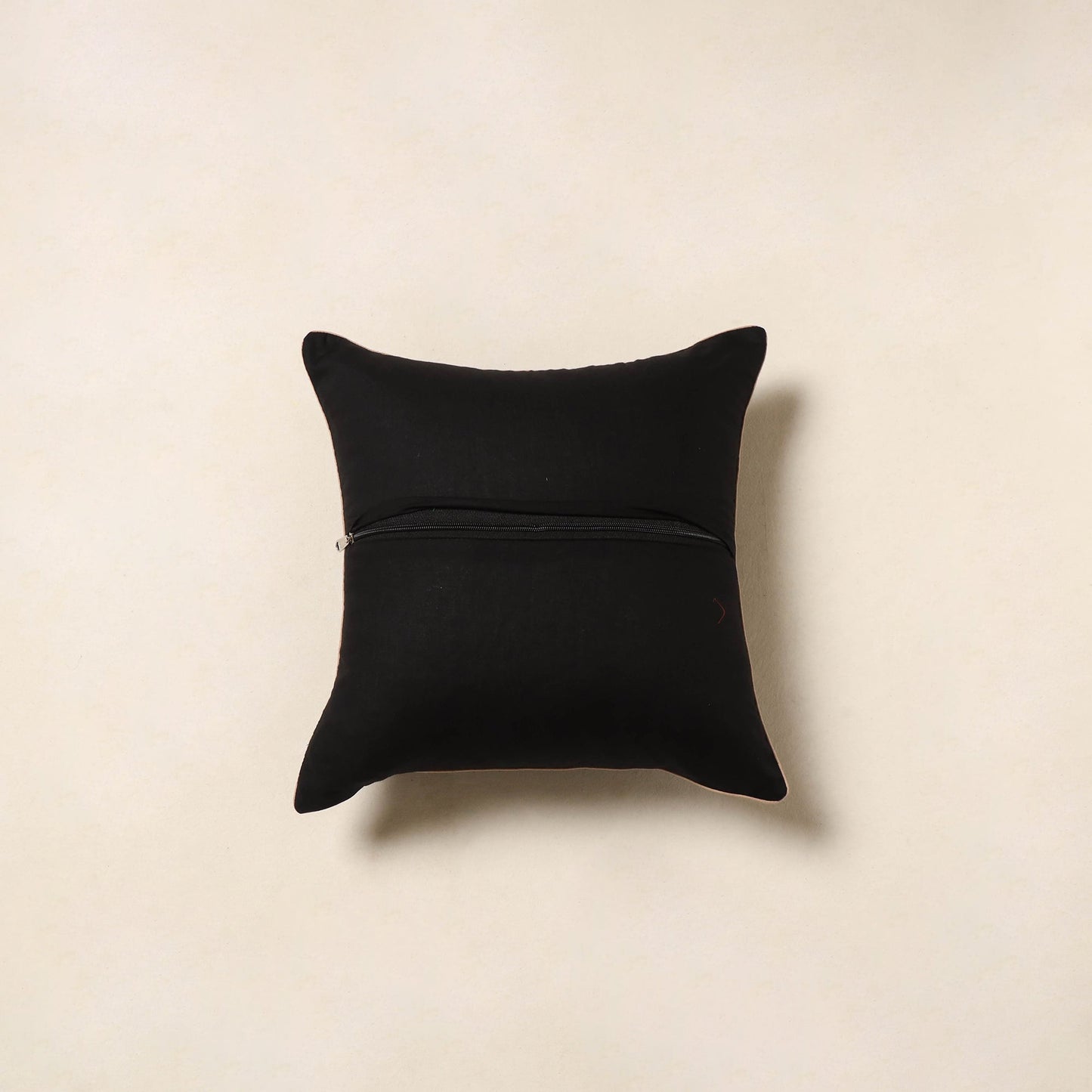 Black - jacquard weave cotton cushion cover 11 - handcrafted