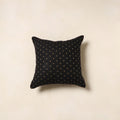 Black - jacquard weave cotton cushion cover 11 - handcrafted