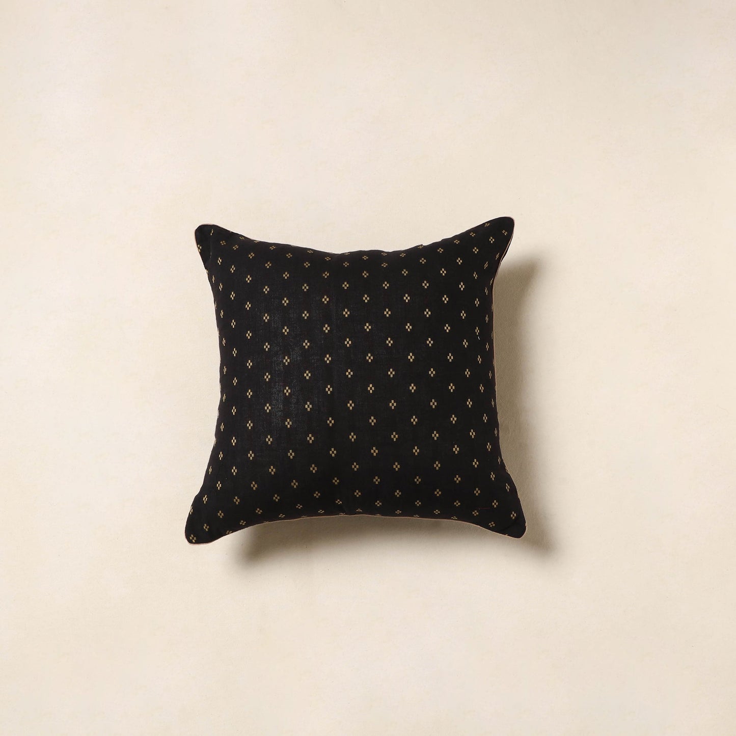 Black - jacquard weave cotton cushion cover 11 - handcrafted