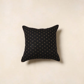 Black - jacquard weave cotton cushion cover 11 - handcrafted