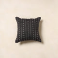 Black - jacquard weave cotton cushion cover 14 - handcrafted