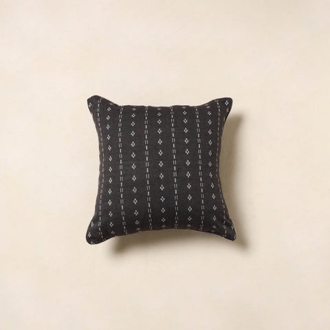 Black - jacquard weave cotton cushion cover 14 - handcrafted