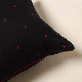 Black - jacquard weave cotton cushion cover 18 - handcrafted