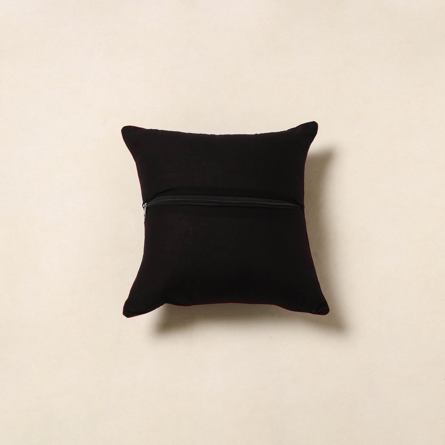 Black - jacquard weave cotton cushion cover 18 - handcrafted