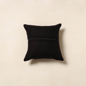 Black - jacquard weave cotton cushion cover 18 - handcrafted