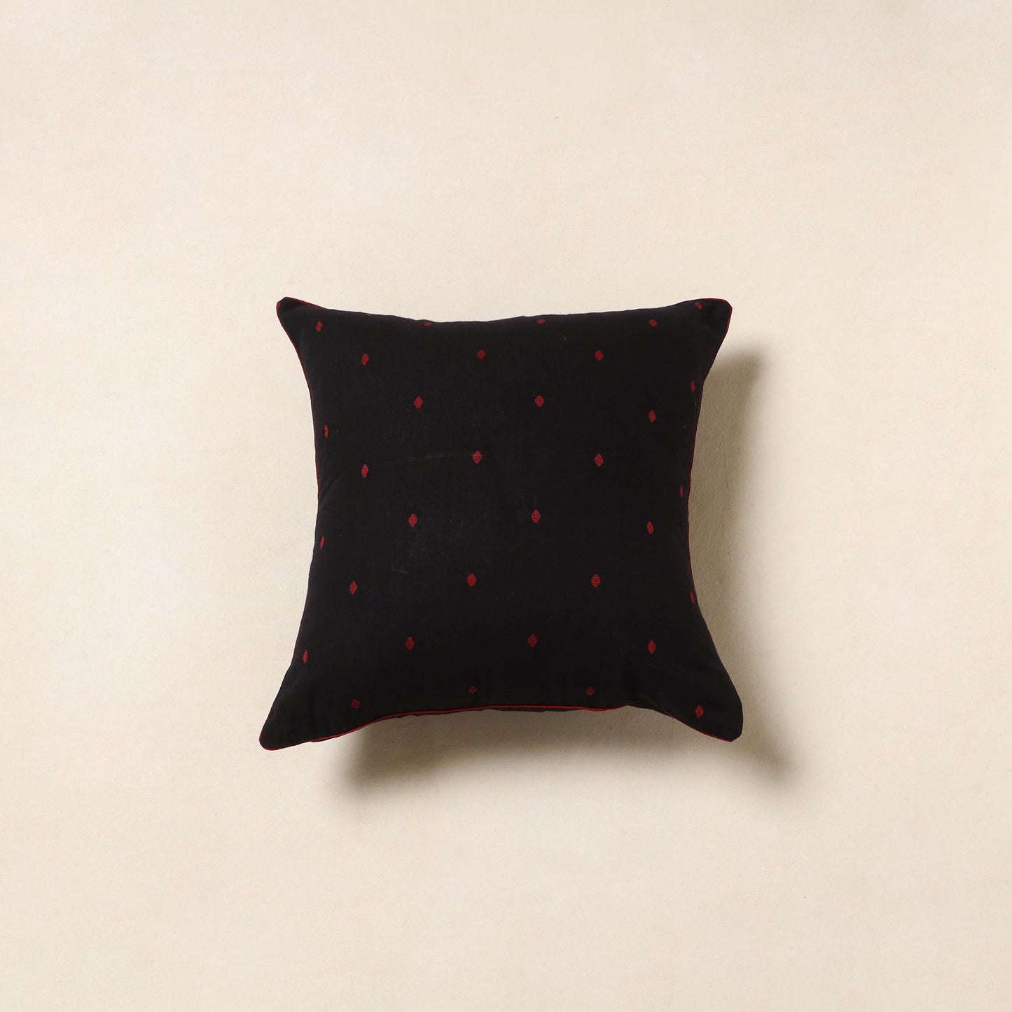 Black - jacquard weave cotton cushion cover 18 - handcrafted