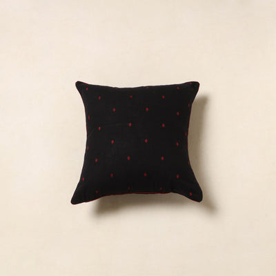 Black - jacquard weave cotton cushion cover 18 - handcrafted