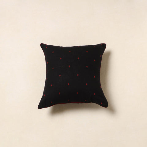 Black - jacquard weave cotton cushion cover 18 - handcrafted