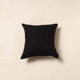 Black - jacquard weave cotton cushion cover 18 - handcrafted