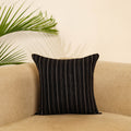 Black - jacquard weave cotton cushion cover 42 - handcrafted