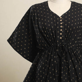 Buy Black Jacquard Weave Cotton Kaftan