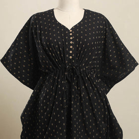 Buy Black Jacquard Weave Cotton Kaftan