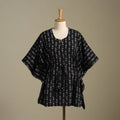 Black Jacquard Weave Cotton Kaftan (Short)