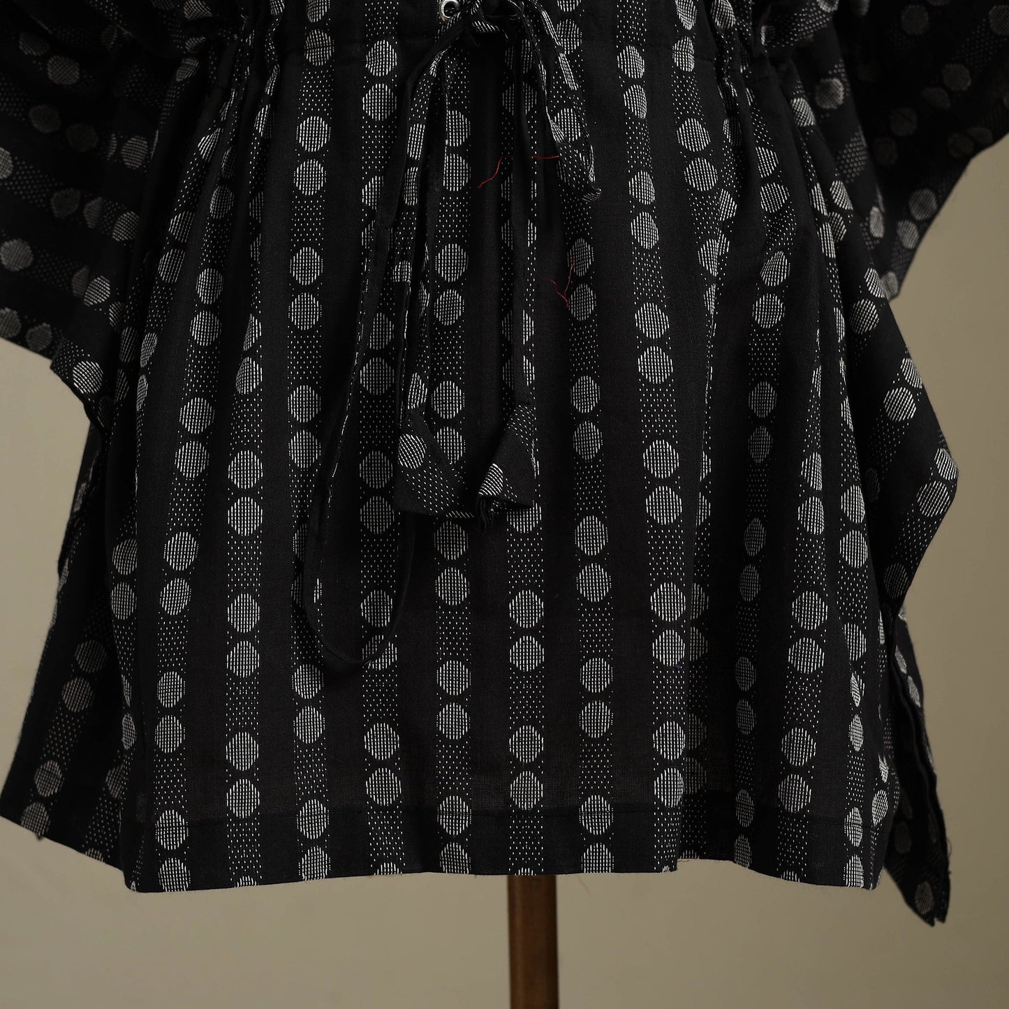 Black Jacquard Weave Cotton Kaftan (Short)