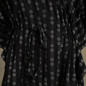 Black Jacquard Weave Cotton Kaftan (Short)