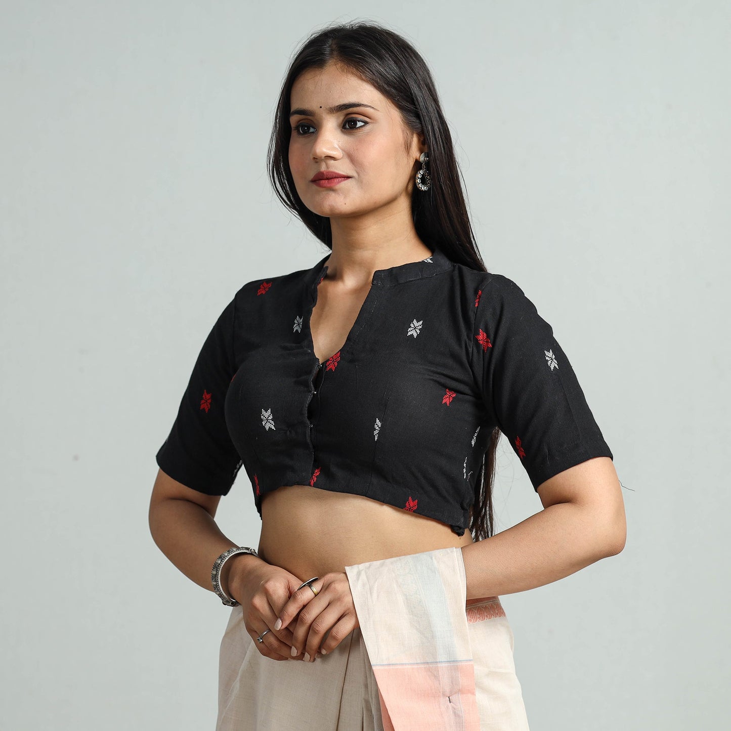 Buy Jacquard Weave Cotton Stitched Blouse 
