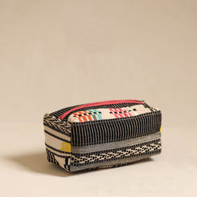  Black Jacquard Weave Cotton Toiletry Pouch 