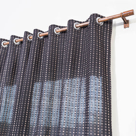 Black - Jacquard Weave Cotton Window Curtain (5 x 3 Feet) (single piece)
