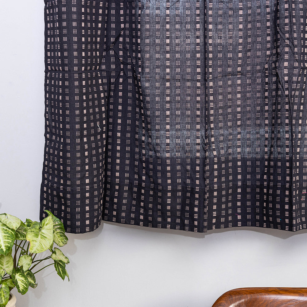Black - Jacquard Weave Cotton Window Curtain (5 x 3 Feet) (single piece)
