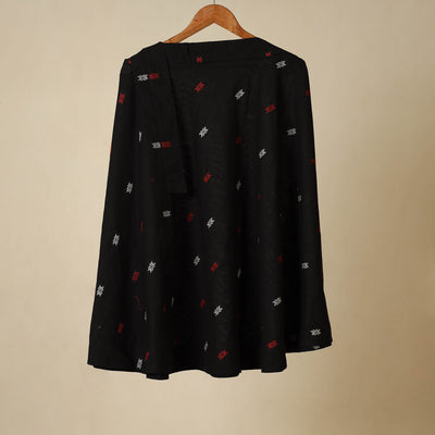 Black - jacquard weave cotton wrap around skirt 37