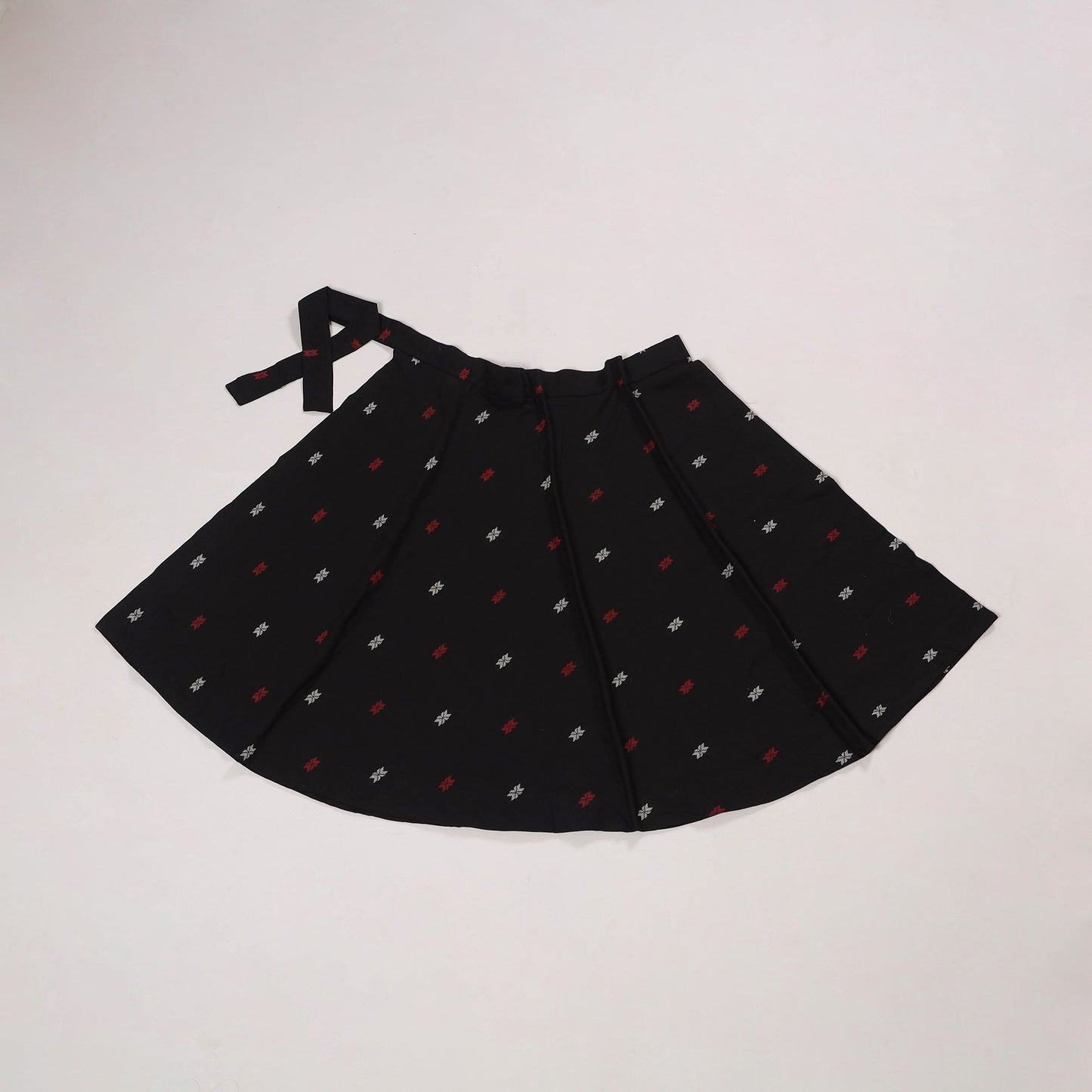 Black - jacquard weave cotton wrap around skirt 37