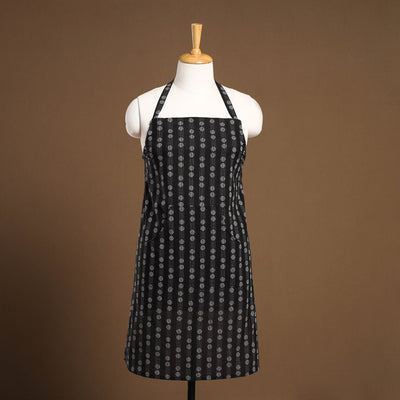 Buy Black Jacquard Weaving Cotton Apron with Pocket