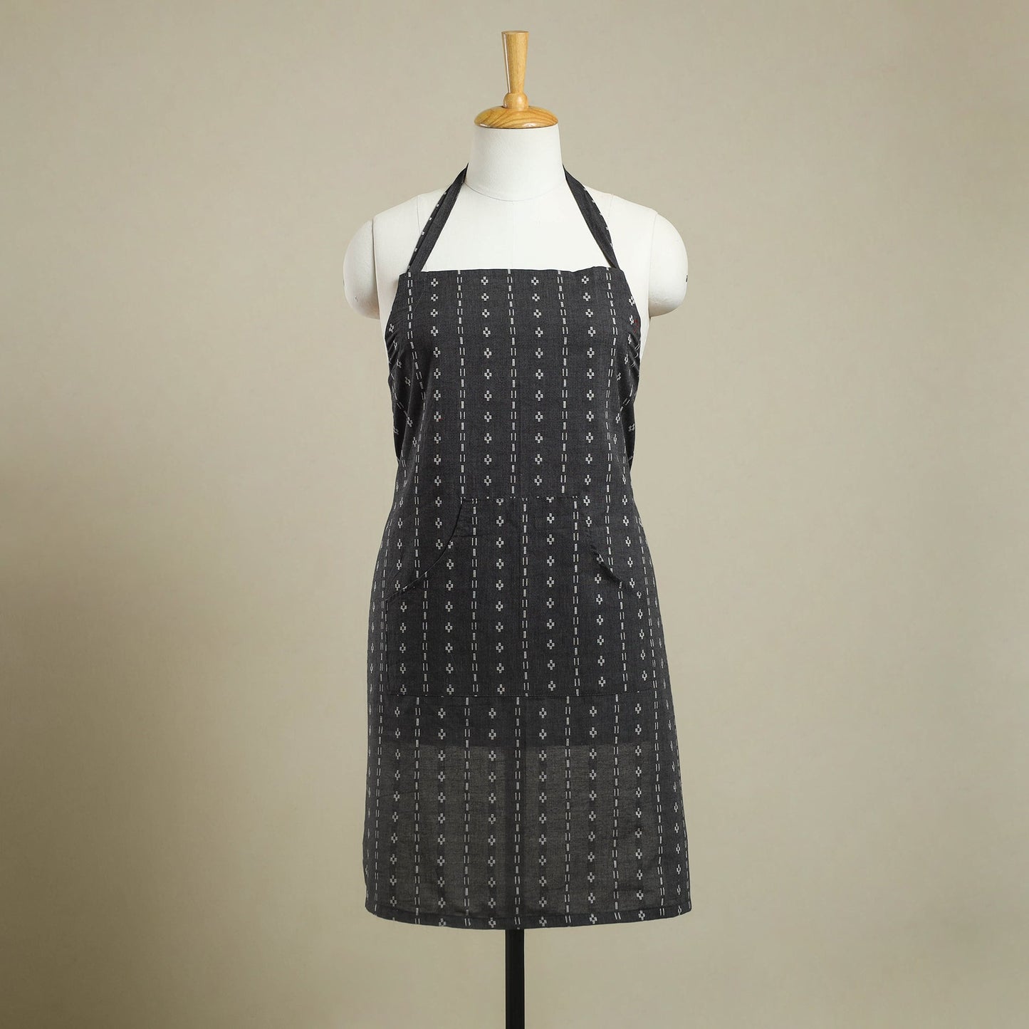 Black Jacquard Weaving Cotton Apron with Pocket